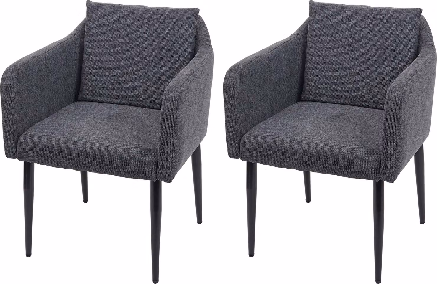 set di 2 sedie per sala da pranzo HWC-H93, sedia da cucina poltrona sedia ~ tessuto/tessuto grigio scuro