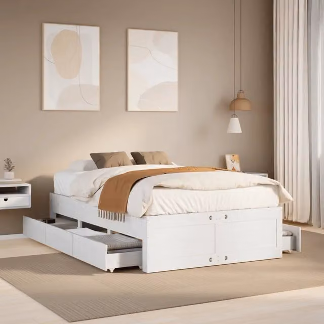 Giroletto senza Materasso con Cassetti Bianco 135x190 cm Pino 3308820