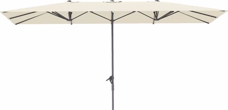 Ombrellone doppio con manovella 451 x 264 cm, protezione UV 50+, ombrellone da giardino antivento ombrellone da balcone ombrellone da mercato in alluminio protezione solare per balcone terrazzo giardino crema bianco Aosom