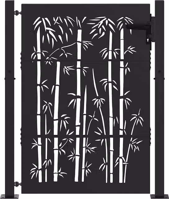 Cancello da giardino con blocco Nero 110 x 130 cm CFW3715811