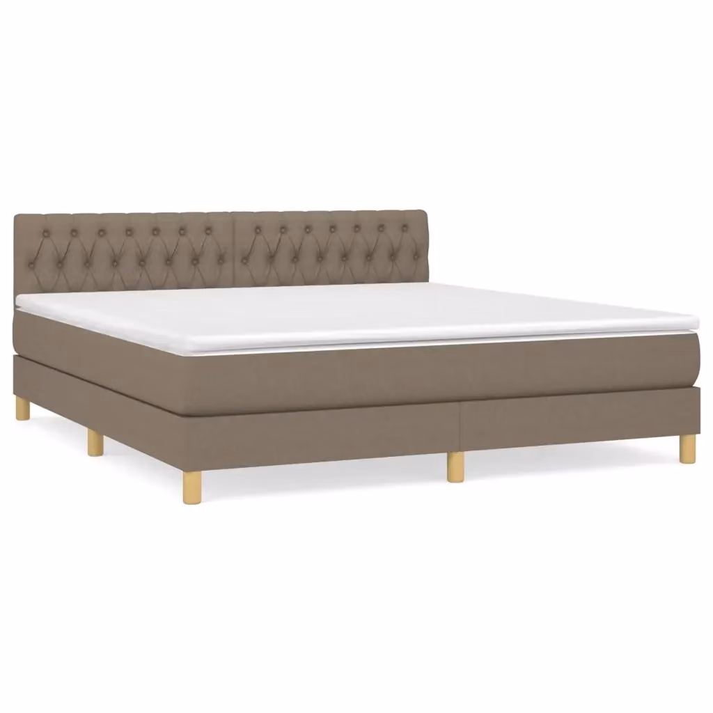 Letto Ibrido con Giroletto a Molle e Materasso vidaXL in Tessuto Beige L/P: 180 x 200 cm – 2