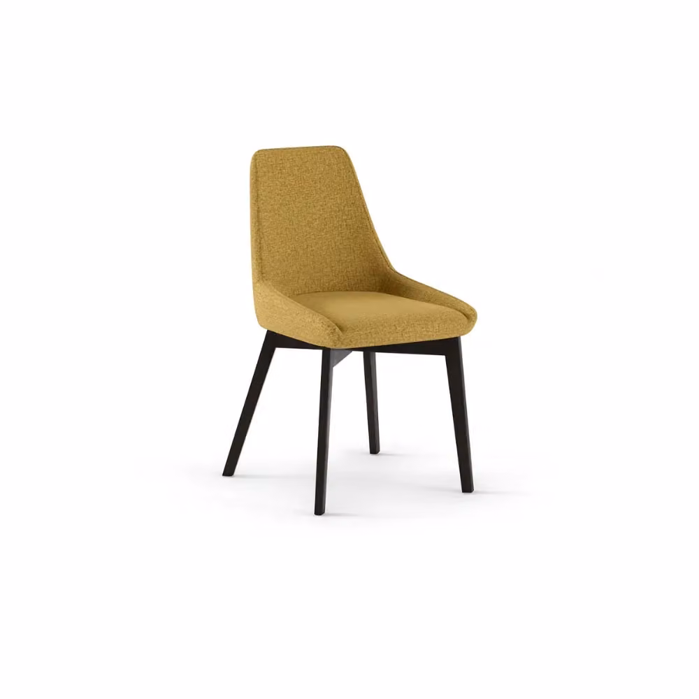 Set di 4 sedie da pranzo Erythea Duzzle in tessuto giallo e struttura in metallo e legno noce – 2