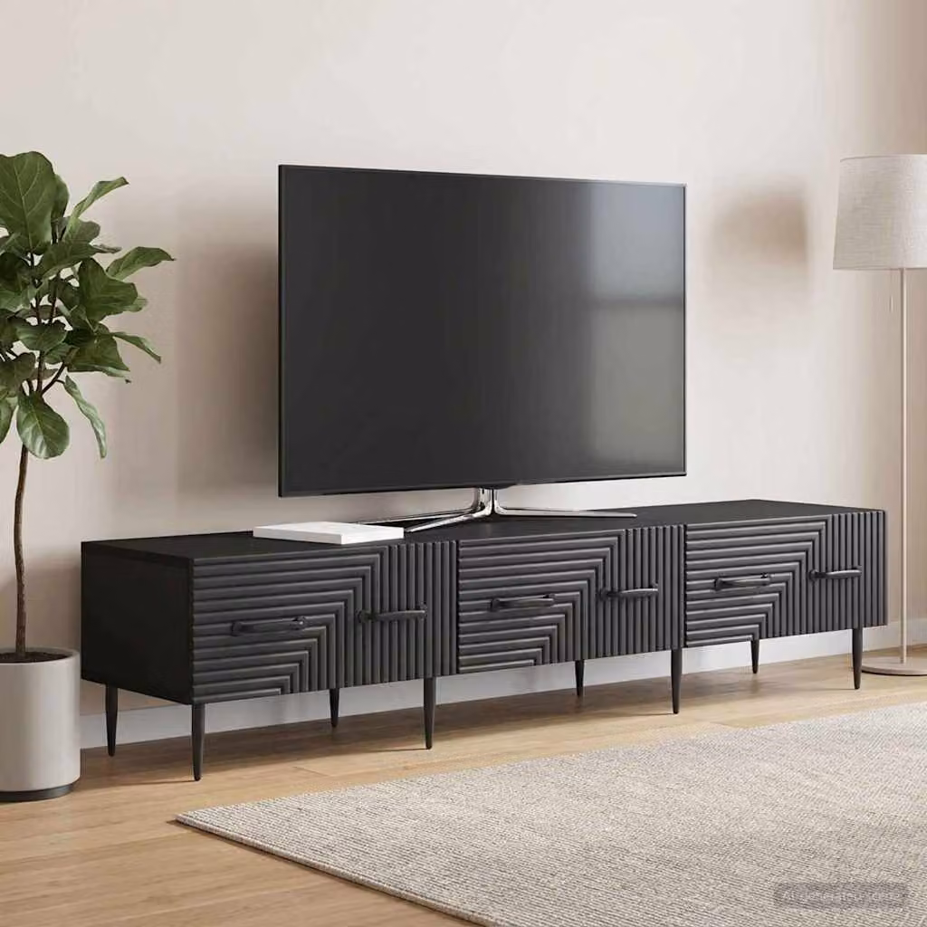 Mobile TV vidaXL Nero in Legno Ingegnerizzato L: 147 cm, P: 34,5 cm, H: 30 cm