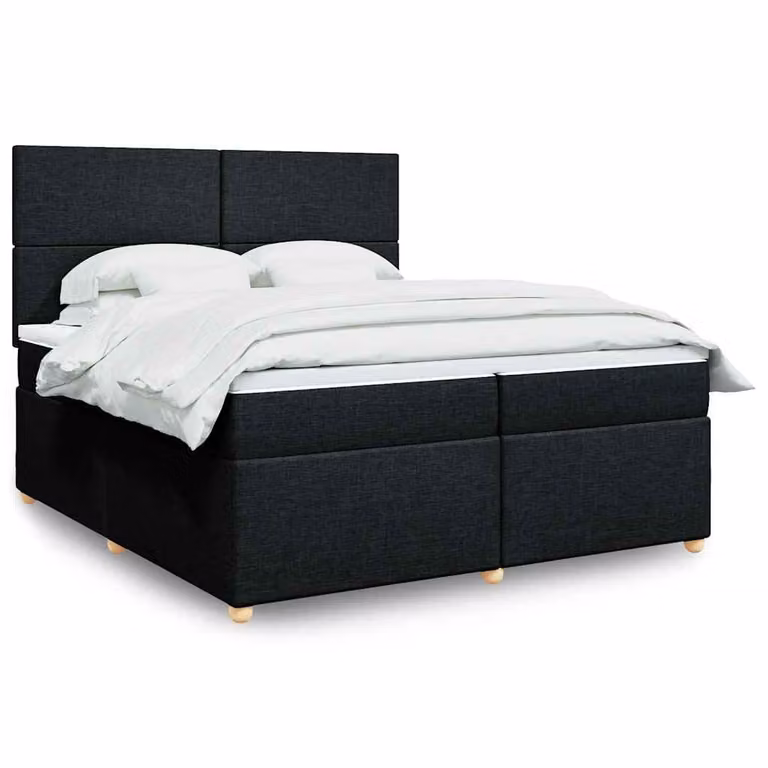 vidaXL Giroletto a Molle Ibrido con Materasso Nero e Bianco in Tessuto L/P: 200 x 200 cm