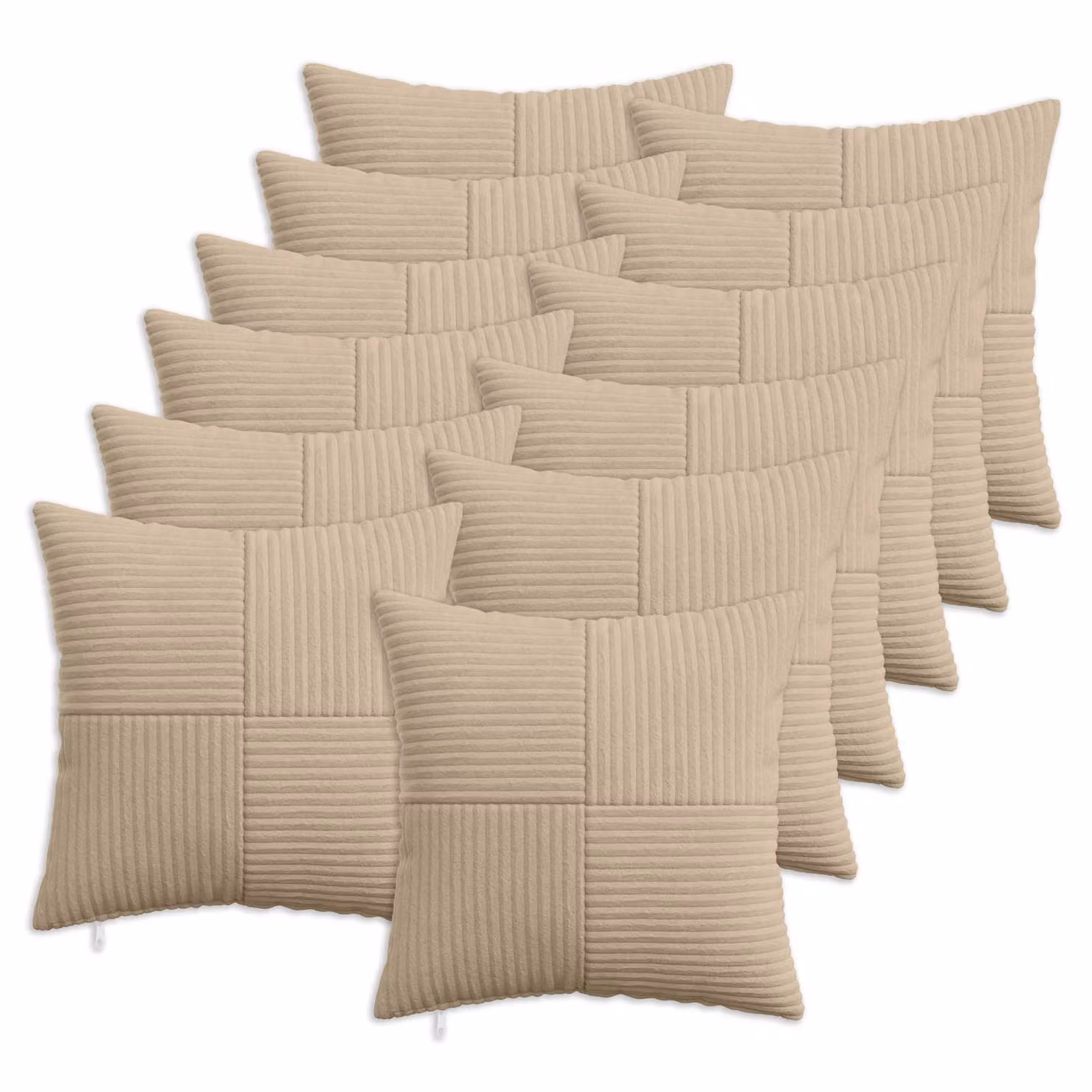 Set di 12 federe vidaXL ALMELO in velluto a coste, colore tortora, L/P: 40 x 40 cm