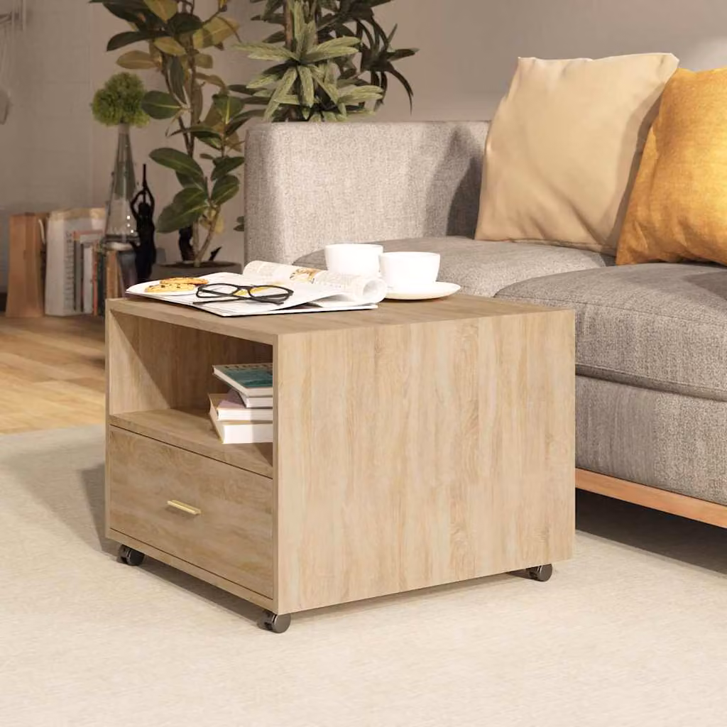 vidaXL Tavolino da Salotto Moderno in Legno Rovere e MDF, L/P/H: 55 x 55 x 40 cm