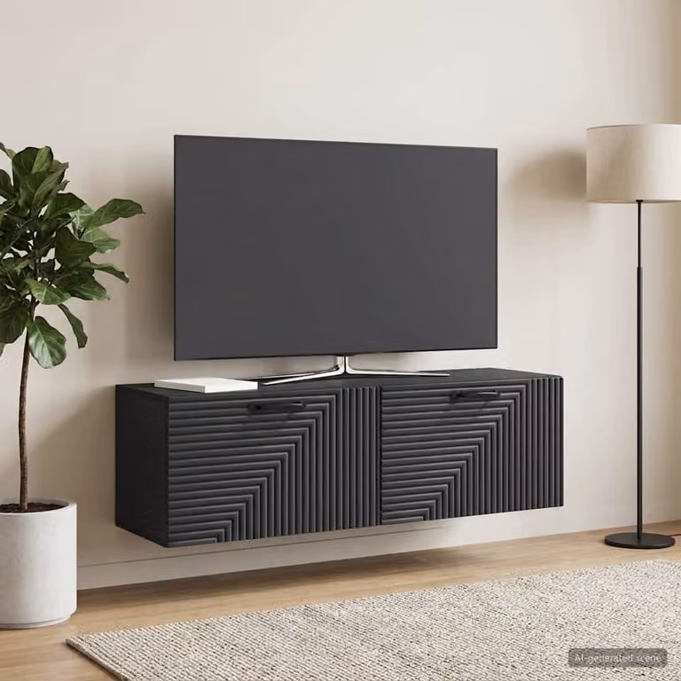 Mobile Porta TV da Muro vidaXL Moderno Nero L 98 cm x P 31 cm x H 30 cm
