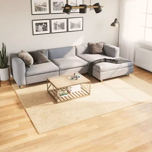 Tappeto Moderno Rettangolare vidaXL in Poliestere Beige, Lavabile e Antiscivolo, L: 200 cm, P: 280 cm