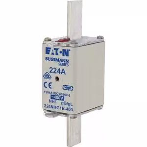 Inserto fusibile Eaton, bassa tensione, 224 A, CA 400 V, 120 kA, NH1, gL/gG, IEC, doppio indicatore di stato, linguetta di azionamento sotto tensione 224NHG1B-400