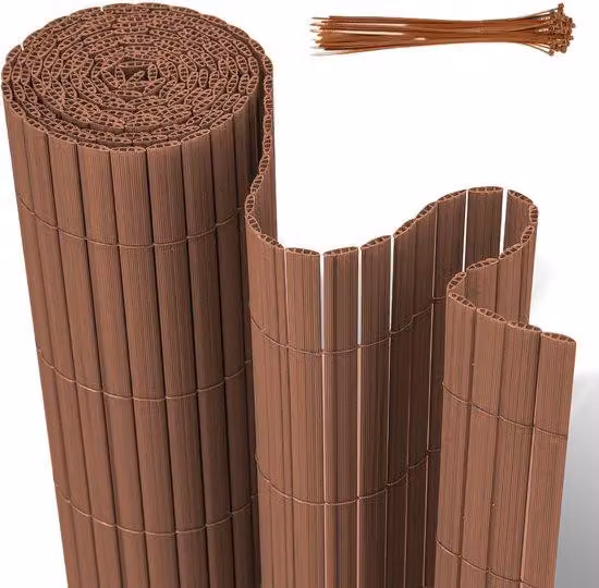 Pannello divisorio in PVC per giardino, dimensioni 1,8 x 5 metri - Schermo per la privacy, ideale per giardino e balcone - colore marrone