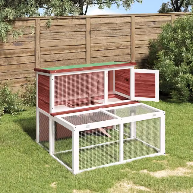 Conigliera vidaXL in legno di pino rustico, resistente alle intemperie, L/P/H: 102 x 90 x 84,5 cm – 1