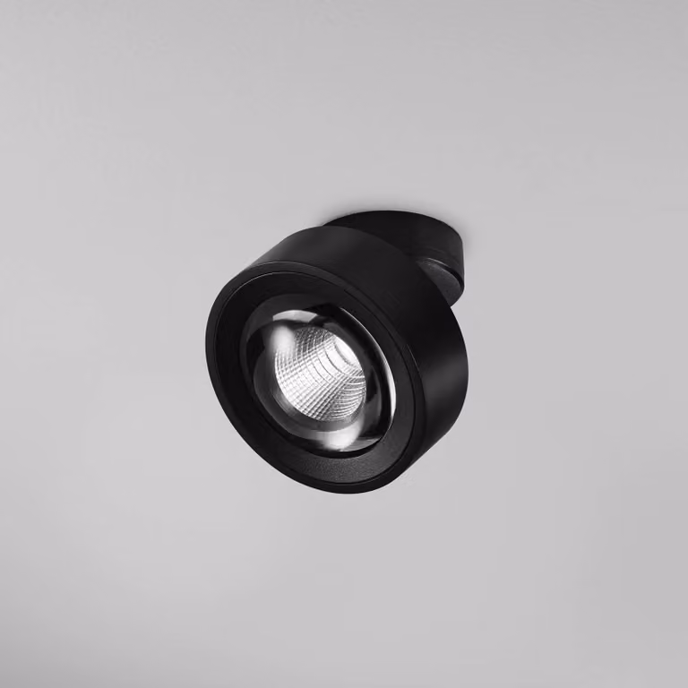 Egger Licht DLS Faretto LED Clippo Optic, nero/nero, Ø12cm, DTW dimmerabile, Nero, Soggiorno / Sala da pranzo, Alluminio, Moderno