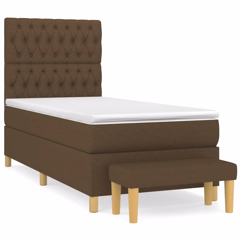 Giroletto a Molle con Materasso Marrone Scuro 90x190cm Tessuto