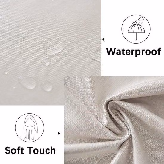 Tovaglia, poliestere, impermeabile, rettangolare, a pieghe lisce, biancheria da tavola per cucina, sala da pranzo, feste, vacanze (140 x 140 cm, beige)