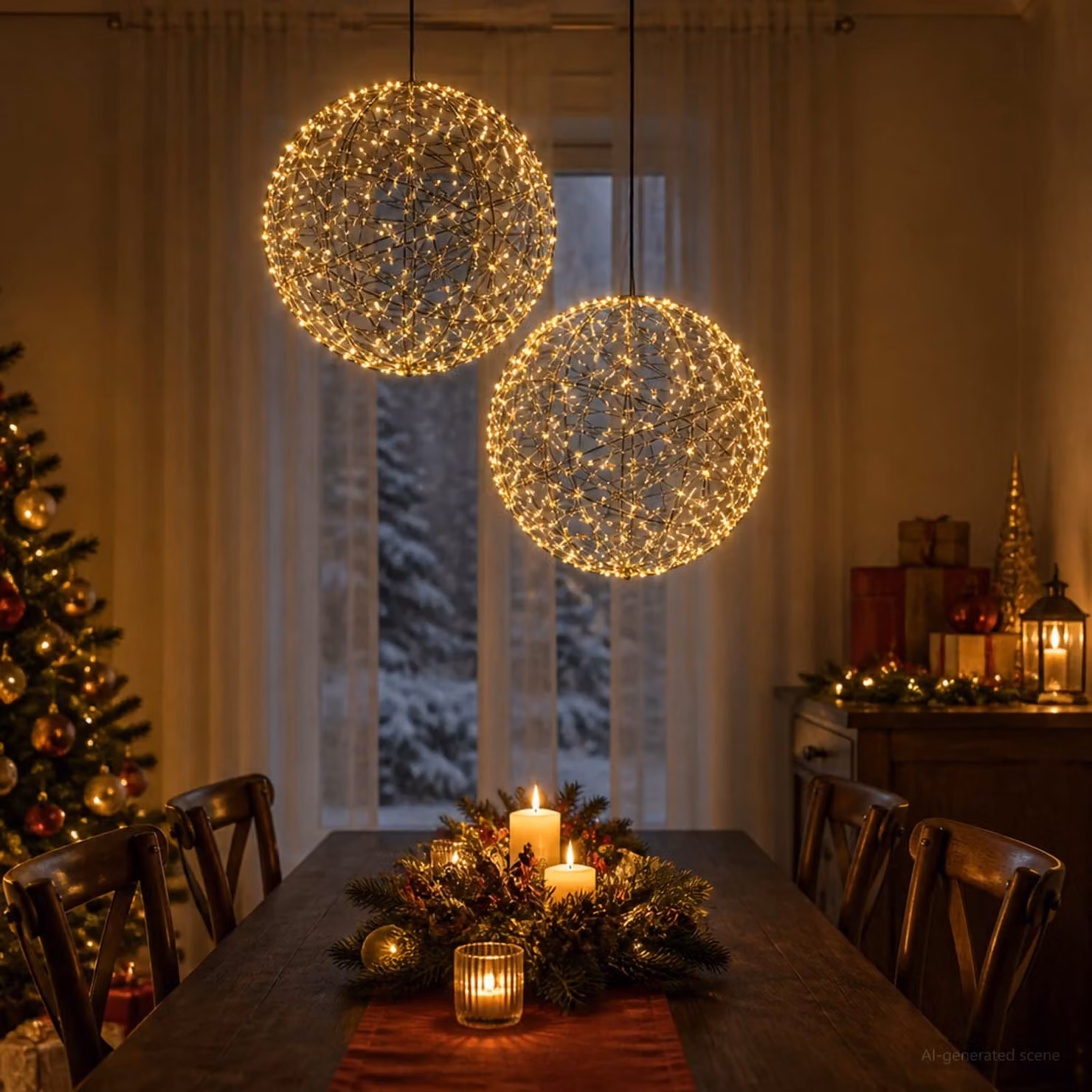 vidaXL Luce a punta di Natale 2 pz 1000 LED Bianco caldo Ø 40 x 42 cm
