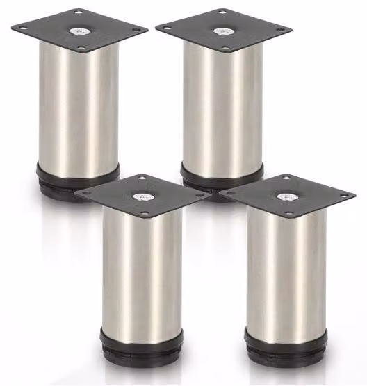 4 montanti in acciaio per panca, regolabili, a cilindro, in acciaio inossidabile (150 mm)