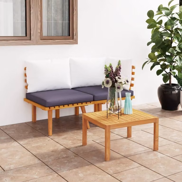 Maison Exclusive - Set da giardino 2 pezzi con cuscini in legno massello di acacia