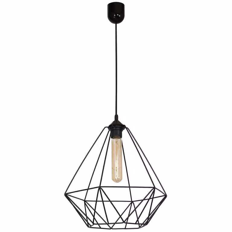 Lampada a sospensione Basket NEW nero opaco 1xE27x15W metallo dim.: 90x35x35 cm IP20 Luminex