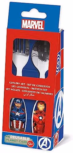Set 2 posate per bambini in acciaio Avengers