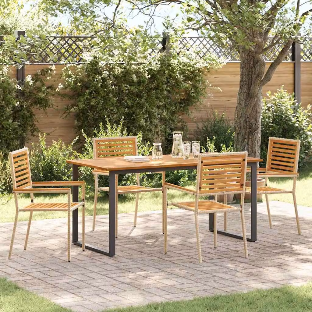 Maison Exclusive - Set da pranzo per esterno, 5 pezzi, legno massello di acacia, color beige