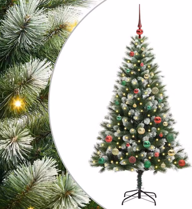 Albero di Natale artificiale a cerniera con neve fioccata