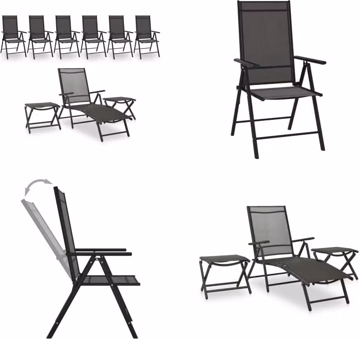 vidaXL Set salotto da giardino 9 pezzi nero e antracite - Set salotto da giardino - Set salotto da giardino - Set mobili da giardino - Set mobili da giardino