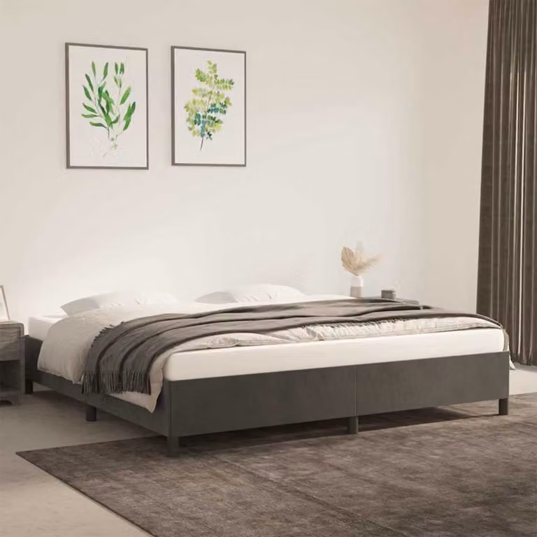 vidaXL Giroletto imbottito in velluto Grigio Scuro L/P/H: 200 x 200 x 35 cm