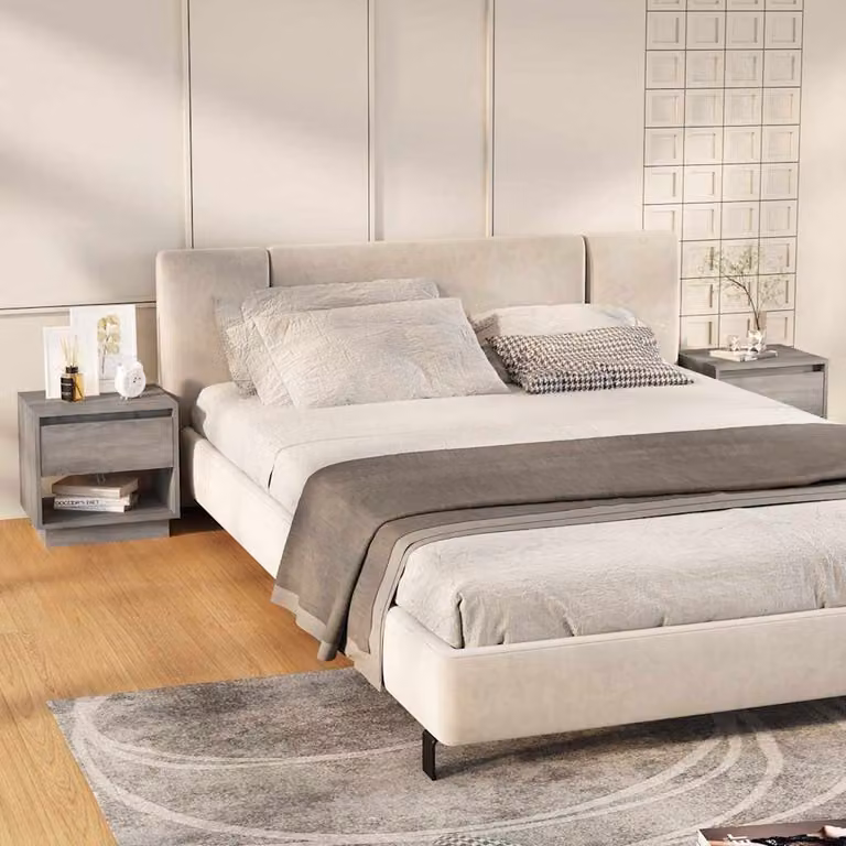 Set di 2 comodini vidaXL in MDF colore grigio L: 45 cm, P: 34 cm, H: 44 cm