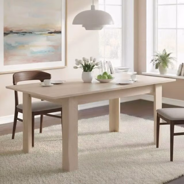 Tavolo da pranzo estensibile DMORA in legno Rovere, design moderno rettangolare, L: 140/190 cm, P: 90 cm, H: 77 cm