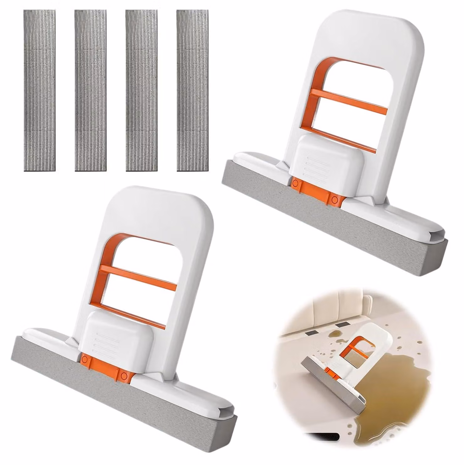 Set da 2 mini-spazzole per la pulizia delle fughe, con 4 testine di ricambio in spugna