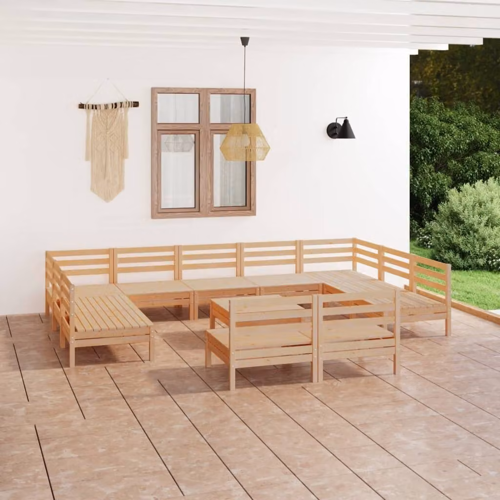 The Living Store Set da giardino in pino massiccio da 12 pezzi