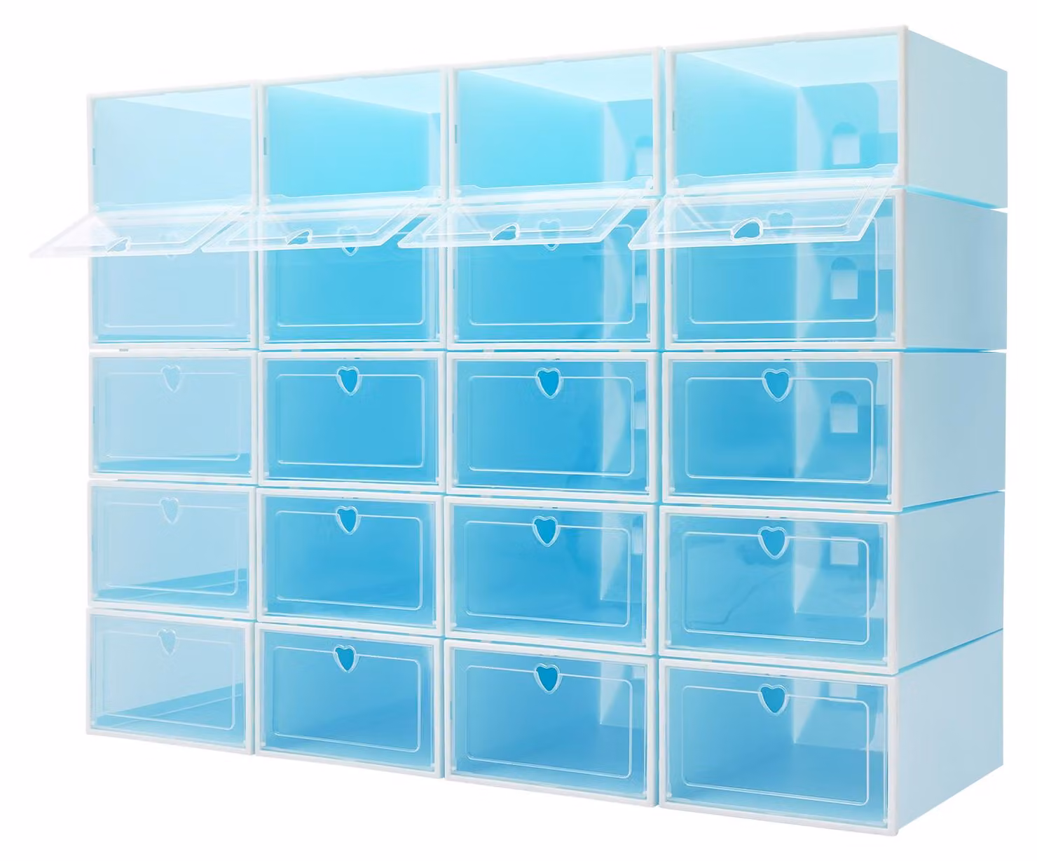 Contenitori di stoccaggio, design impilabile, costruzione resistente, colore blu