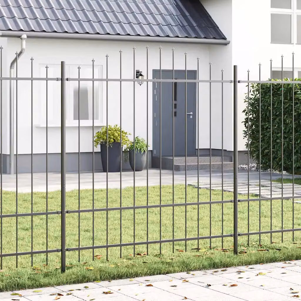 Set di 3 recinzioni per giardino vidaXL in acciaio verniciato a polvere grigio, H: 215 cm, L: 170 cm – 1