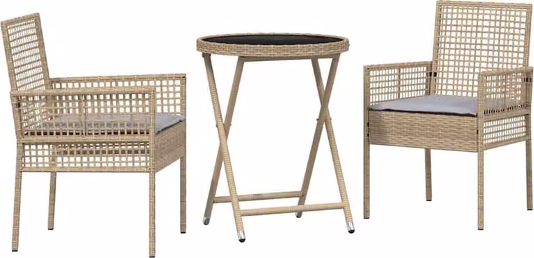 Set Bistro da Giardino 3 pcs Beige polyrattan