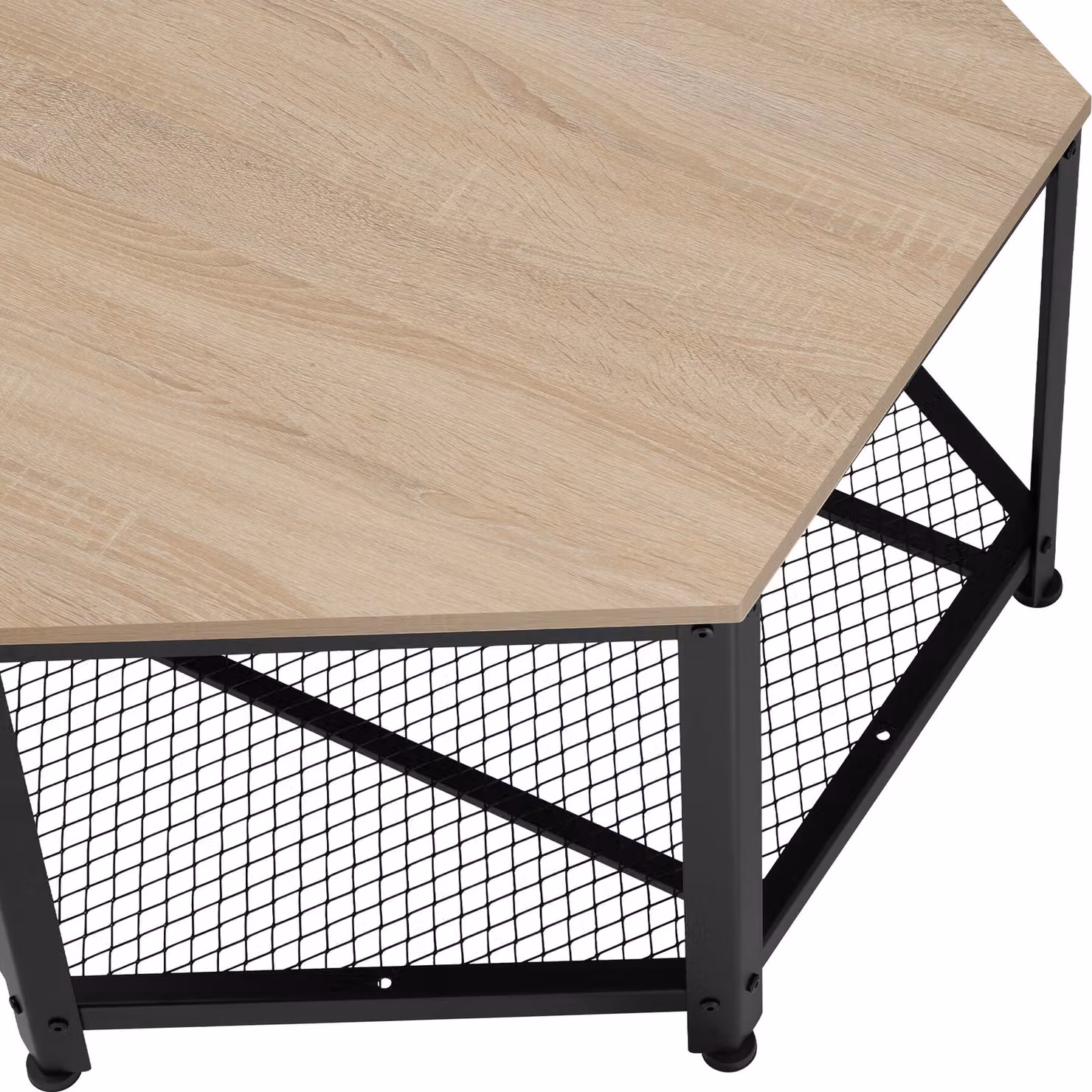 Tavolino da salotto tectake in stile industriale, colore marrone e nero, con finitura rovere e struttura in metallo, L: 86,5 cm, P: 75 cm, H: 46,5 cm – 3