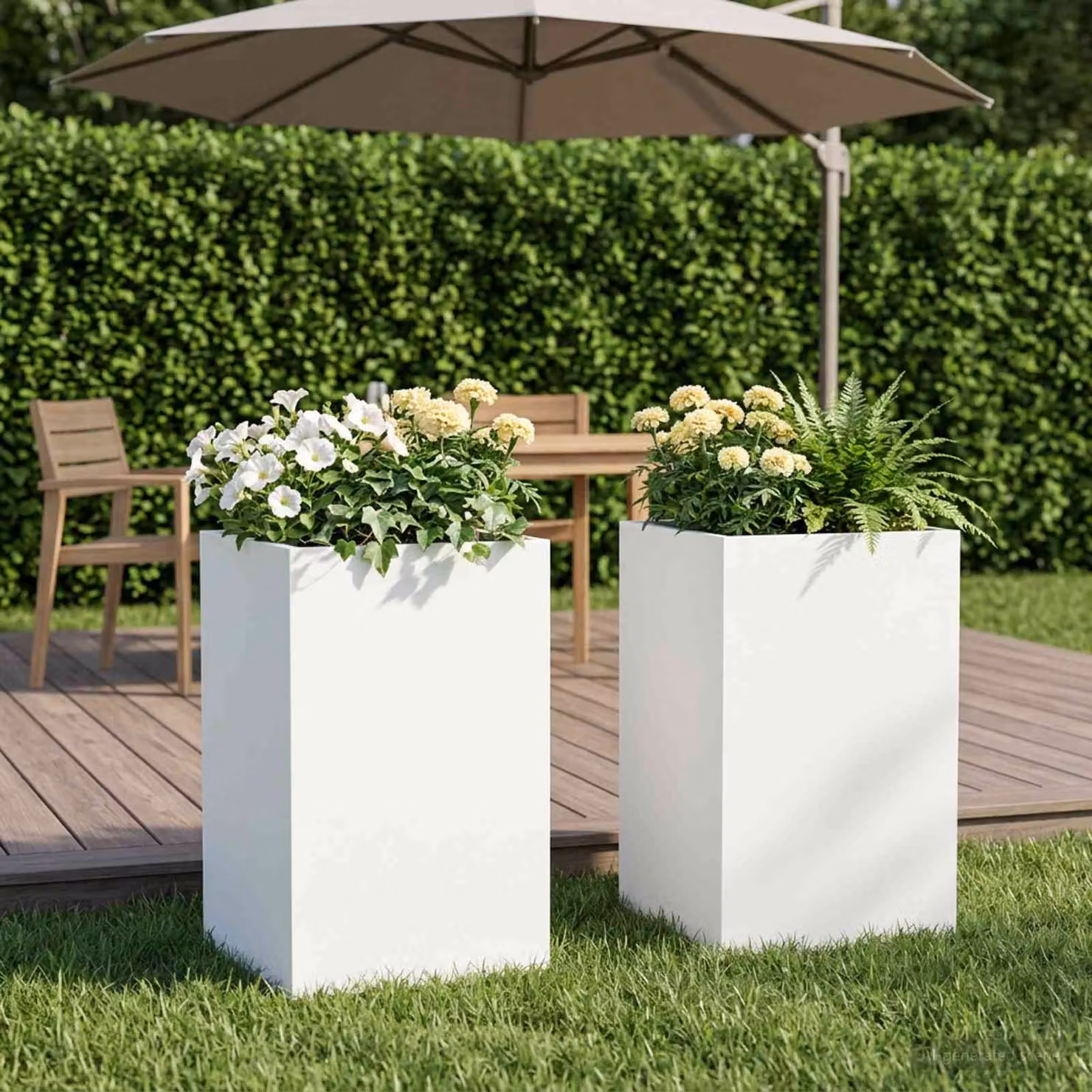 Set di 2 vasi da giardino vidaXL in metallo bianchi, L/P/H: 30 x 30 x 50 cm