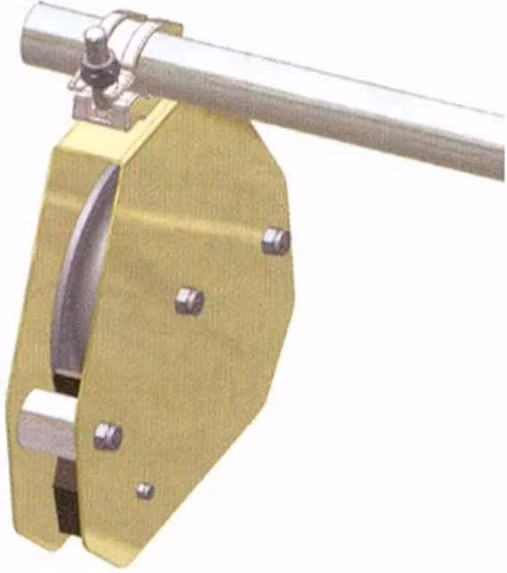Carrucola di sicurezza autofrenante Metal House gialla con portata 50 kg per funi 18-20 mm
