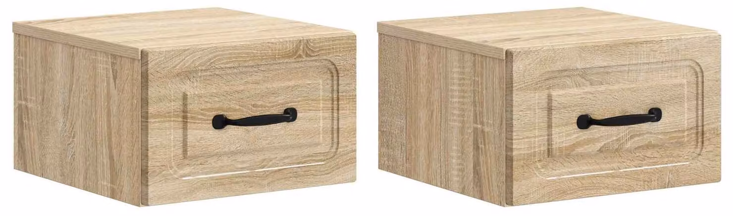 Mobiletto da notte a muro 2 pcs Rovere Sonoma 34,5 x 33 x 20 cm
