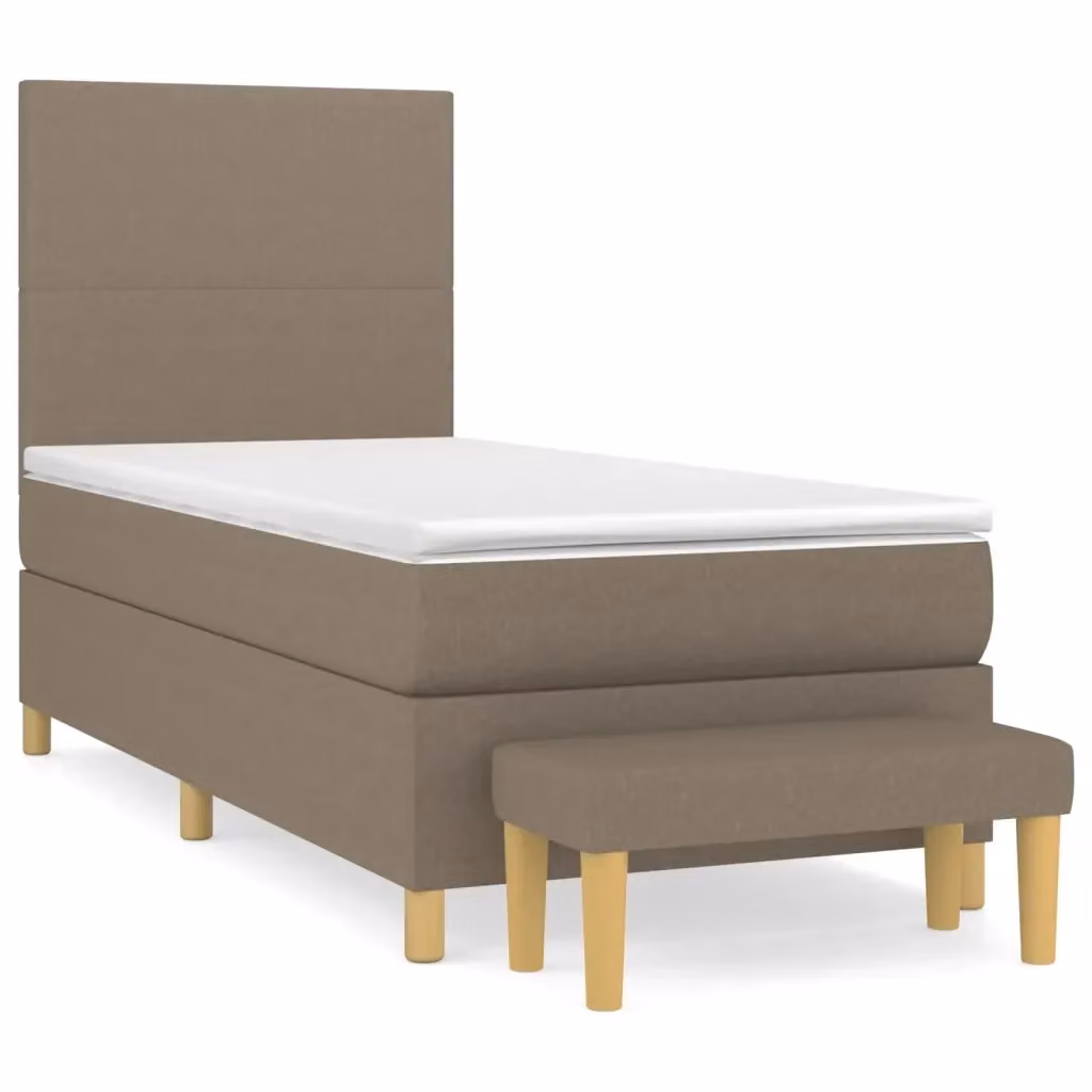 Letto Ibrido vidaXL con Giroletto a Molle e Materasso in Tessuto Beige e Bianco L/P/H: 100 x 200 x 203 cm – 2