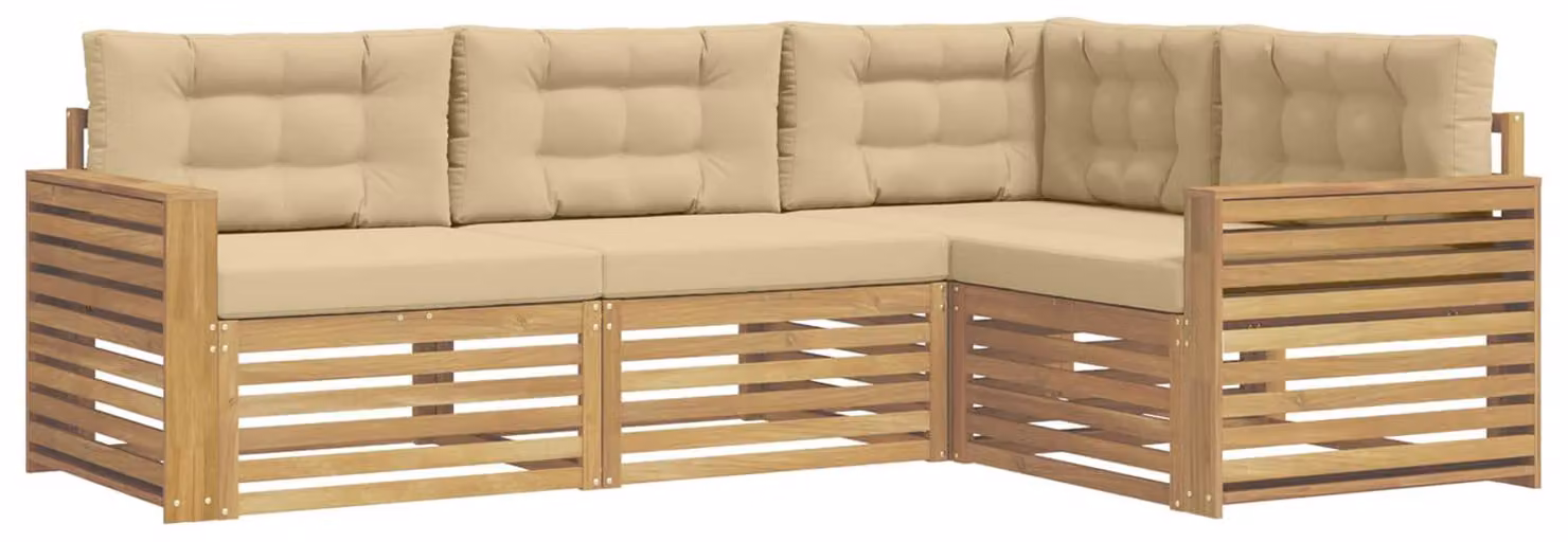 Set di divani da esterno, 4 pezzi, color beige