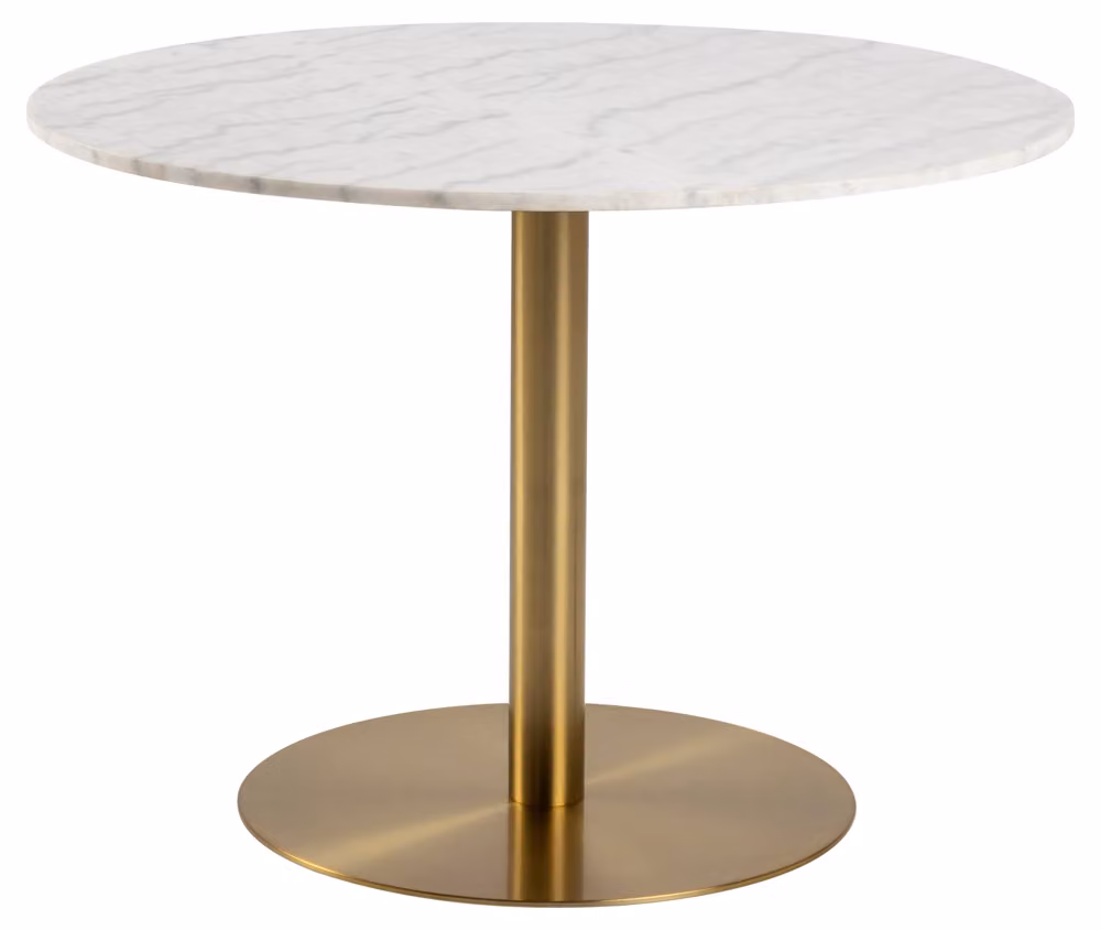 Tavolo da pranzo rotondo Carlos ø105cm - marmo bianco/ottone