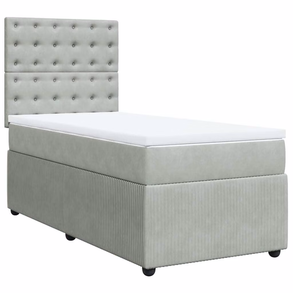 Giroletto a Molle con Materasso Grigio Chiaro 100x200cm Velluto
