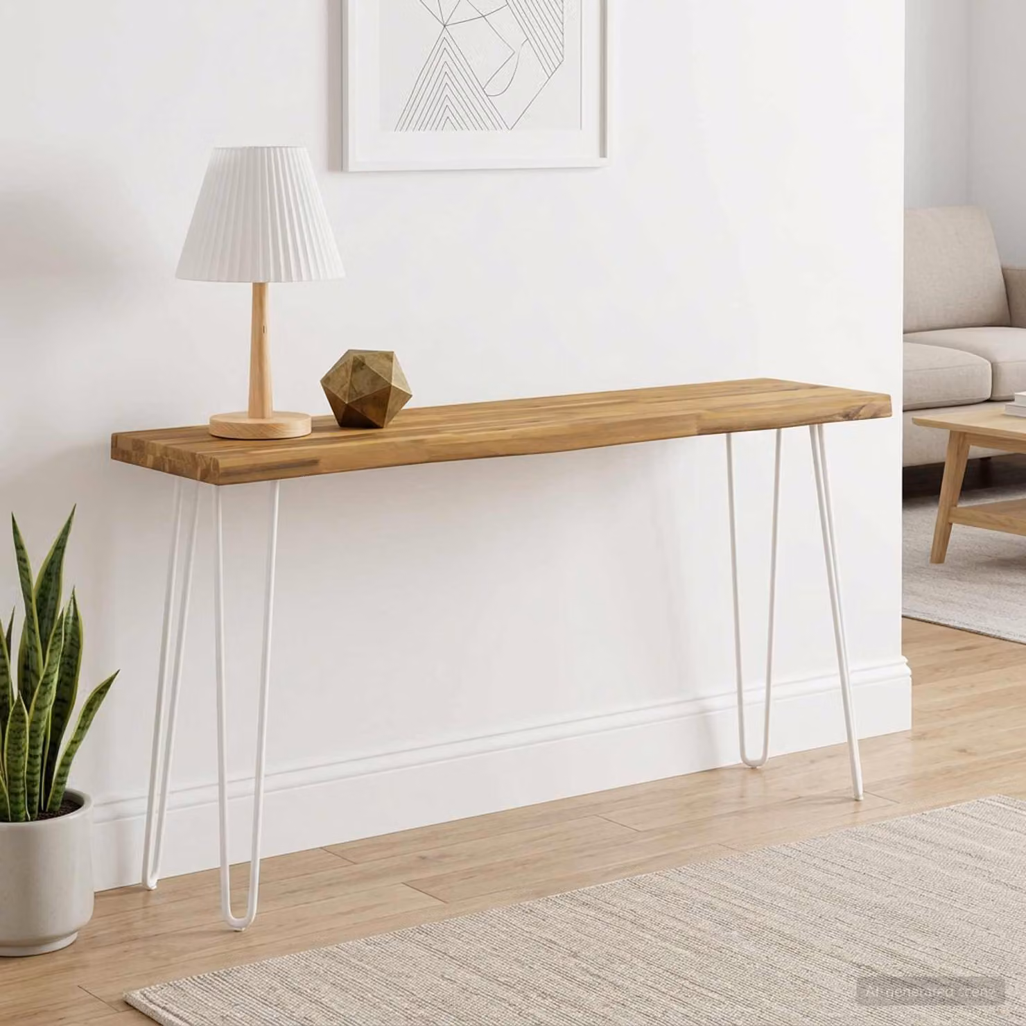 Piano del tavolo rettangolare in legno di acacia vidaXL, bordo naturale, L 130 x P 20 x H 3 cm, marrone e bianco
