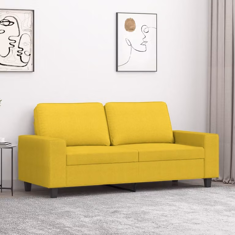 vidaXL Divano a 2 Posti Moderno in Tessuto Giallo con Struttura in Metallo