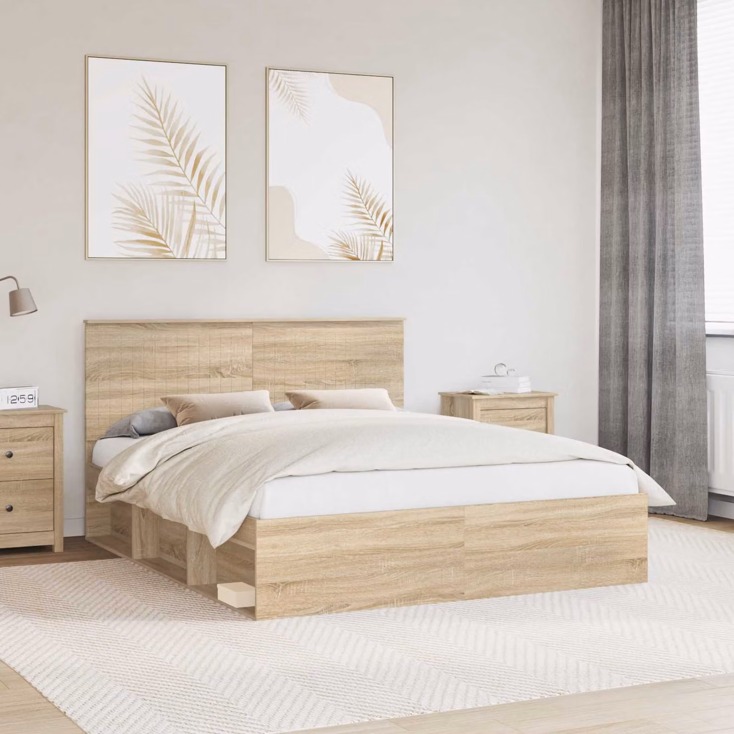 Struttura del letto in pino massello vidaXL colore Rovere Sonoma L/P: 160 x 200 cm