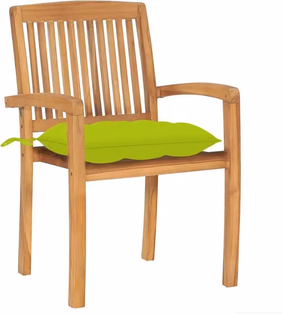 Sedie da Giardino 2 pz | Sedie da Esterno Cuscini Verde Brillante Teak Massello