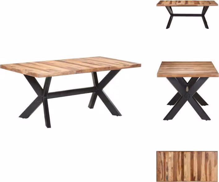vidaXL Tavolo da pranzo 180x90x75 cm in legno massiccio color miele - Tavoli da pranzo