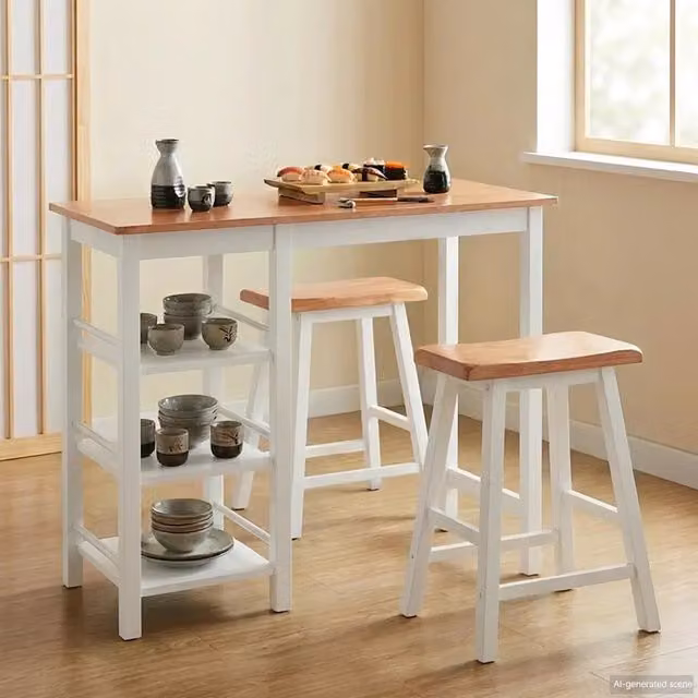 Set da pranzo vidaXL composto da tavolo rettangolare e 3 sedie in legno e MDF, colori bianco e marrone – 1