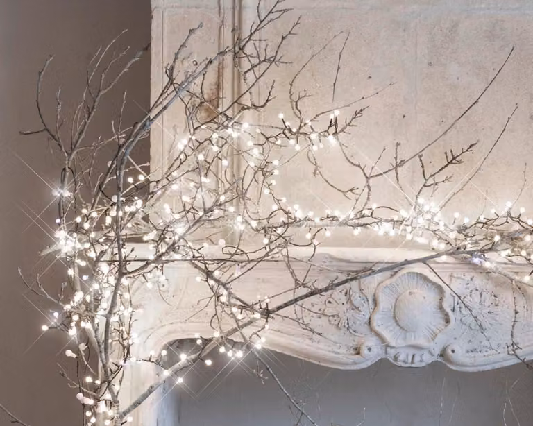 Catena luminosa a LED, 9 metri, 400 LED bianco caldo, grado di protezione IP44, 24 V
