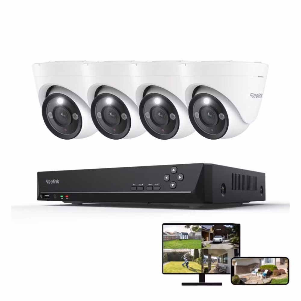 Sistema di sorveglianza PoE da 12 MP di Reolink, telecamere di sicurezza a cupola 4X 6K 12MP e NVR PoE 8CH 2TB, registrazione 24/7, rilevamento persone/veicoli/animali domestici